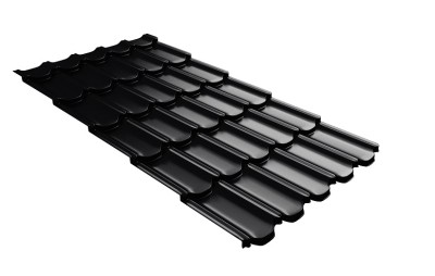 Металлочерепица квинта плюс с 3D резом 0,45 Drap RAL 9005 черный