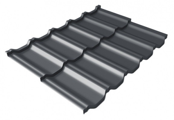 Металлочерепица модульная Квинта Uno Grand Line c 3D резом 0,5 Satin Мatt RAL 7024 мокрый асфальт купить в Богородске