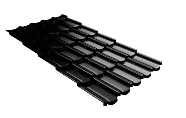 Металлочерепица квинта плюс с 3D резом 0,5 GreenСoat Pural Matt RR 33 черный (RAL 9005 черный) купить в Богородске