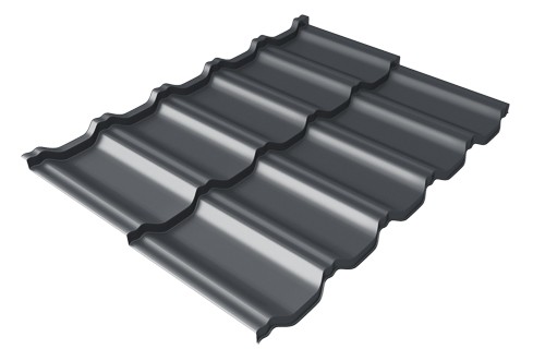 Металлочерепица модульная Квинта Uno Grand Line c 3D резом 0,45 PE RAL 7024 мокрый асфальт купить в Богородске