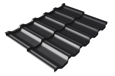 Металлочерепица модульная Квинта Uno Grand Line c 3D резом 0,5 Velur RAL 9005 черный