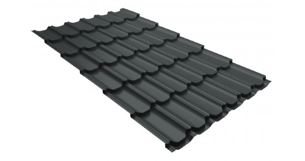 Металлочерепица квинта плюс 0,5 GreenCoat Pural Matt RR 23 темно-серый (RAL 7024 мокрый асфальт) купить в Богородске